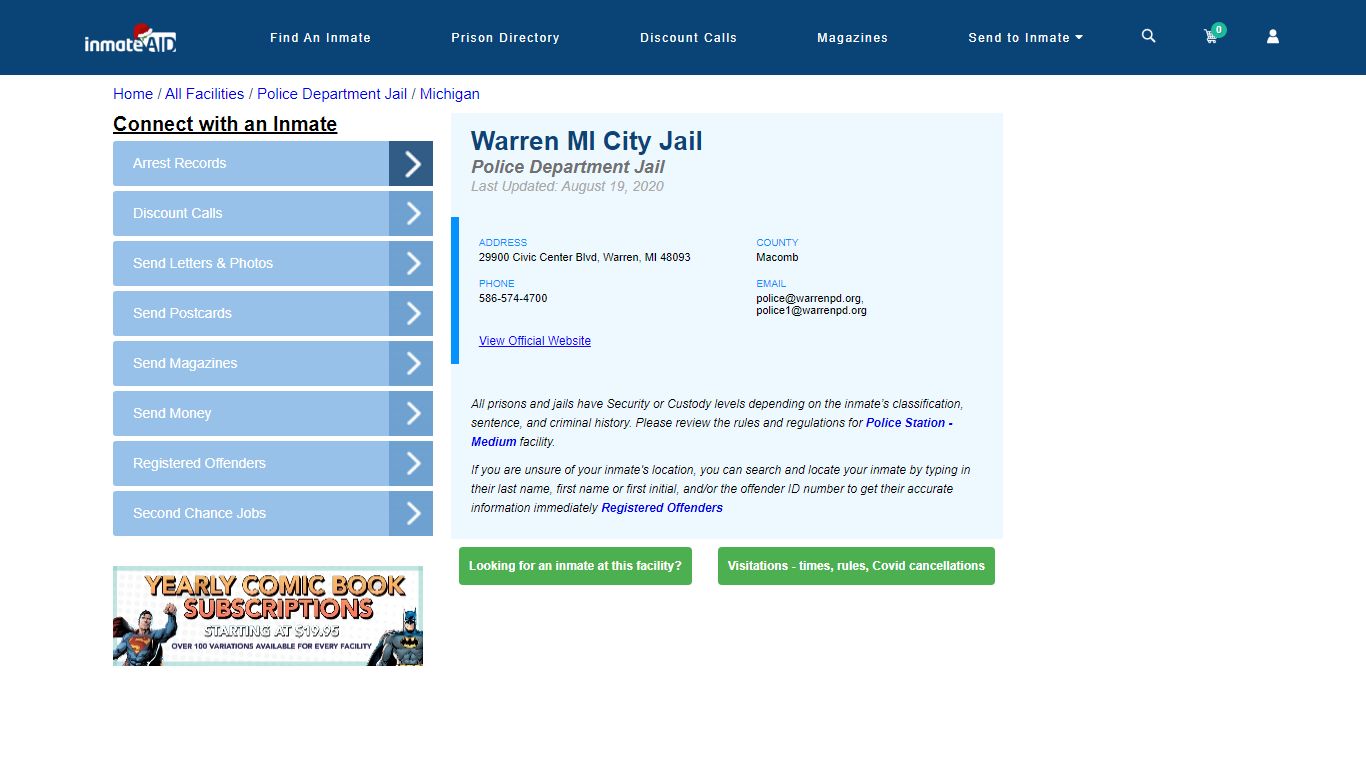 Warren MI City Jail & Inmate Search - Warren, MI